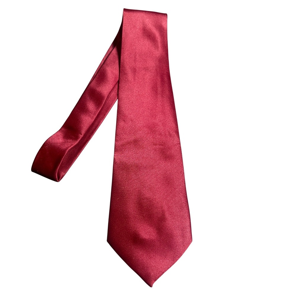 Steven Harris Necktie Mens 58" Burgundy‎ Red Solid Classic Satin